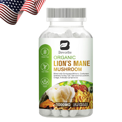 #ad #ad 1000Mg Organic Lions Mane Mushroom Nootropic Brain Memory Focus Immune Support $14.98