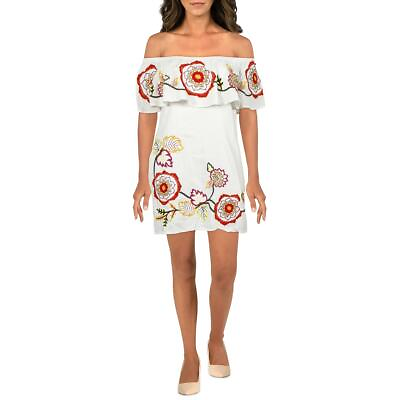 #ad #ad Red Carter Adelaide Women#x27;s Floral Embroidered Off The Shoulder Mini Sundress $12.99