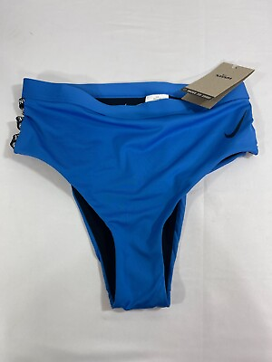 #ad Nike Women#x27;s Sneakerkini High Waist Cheeky Bikini Bottoms Size Small New Blue $14.99