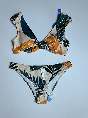#ad CUPSHE Bikini Set for Women Two Piece Swimsuits V Neck Sz M Bathing Suit $29.90