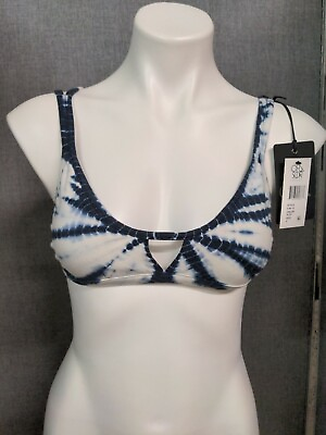 #ad Chaser Bikini Top Women#x27;s Small Blue Tie Dye Keyhole Front Strappy New $12.98