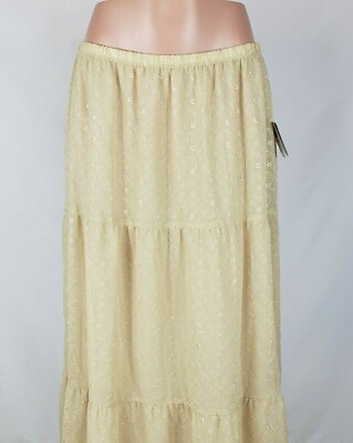 True Beauty by Emme Women#x27;s Size 16 Beige Skirt Long Embroidered Peasant Lined $12.99