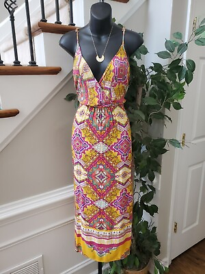 Cassee#x27;s Womens Multicolor 100% Rayon V Neck Sleeveless Long Maxi Dress Size XL $28.00