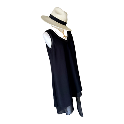 #ad White House Black Market Dress Women SIZE 8 Black Sleeveless Asymmetric $16.00