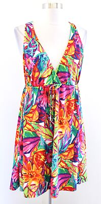 #ad Lauren Ralph Lauren Colorful Tropical Floral Print Swim Beach Cover Up Dress M $24.99