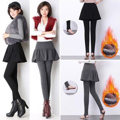 Women Winter 1 Piece Leggings Skirt Lady Casual Warm Thickening Tight Pants $26.40