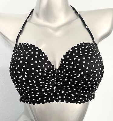 #ad #ad Victorias Secret Nwt Black Dot Zuma Getaway Scalloped Underwire Swim Bikini Top $29.99