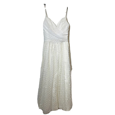 #ad Jessica McClintock Gunne Sax Dress White Vintage Straps Maxi 3 Laced Wrapped 90s $77.00