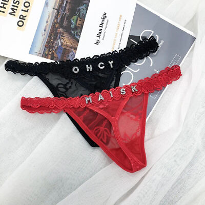 #ad Custom Name Crystal Letter Thong Lace Bikini Panties Personality G String Waist $8.99