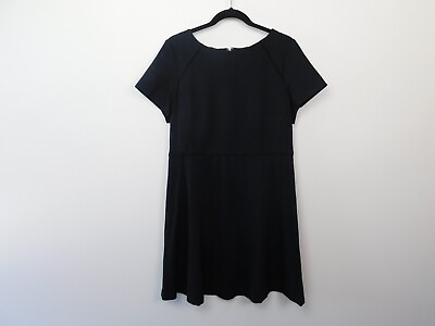 #ad J.Crew Womens Dress 12 Short Sleeve Black Cocktail Flounce Stretch A Line $39.99