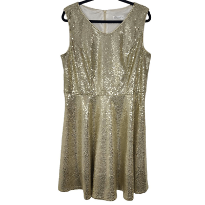 #ad Dressever Gold Sequin Dress Size XXL Plus Size Sequin Cocktail Wedding Guest Dre $22.80