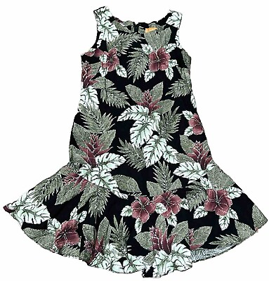 #ad Nani Hawaii Vintage Dress XS X small Green Plumaria Floral Print $30.35