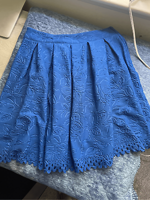 #ad #ad Miami Made in the USA Medium Blue Knee Length Floral Skirt $19.99