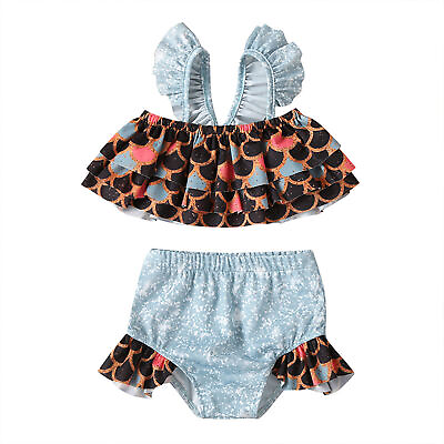 #ad 1 Set Children Swimwear Ruffles Elastic Soft Touching Children Swimsuit Charming $12.88