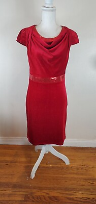 #ad Red velvet midi cowl neck cocktail dress $9.00