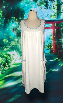 #ad CORAL BAY Womens Terry Short White Robe Swimsuit Beach Cover Up Dress Size Large $14.99