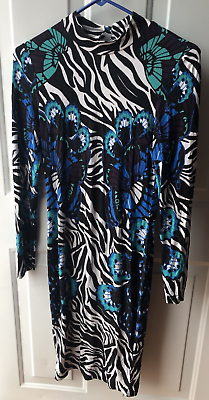#ad Venus Women#x27;s Maxi Multi Colored Zebra Print Long Sleeve Party Dress Size S $21.99