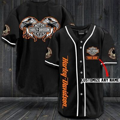 #ad Personalized Black Eagle Harley Davidson Baseball Jersey 3D S 5XL Best Quality $31.90