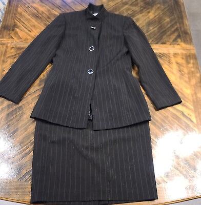 #ad Womens John Meyer Of Norwich Black Skirt Suit Pinstripe Size 8 $61.75