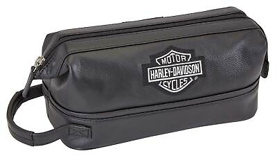#ad Harley Davidson Men#x27;s Black Leather Toiletry Kit Bag 99609 $59.95