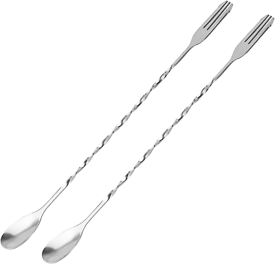 #ad 2Pcs Long Handle Stirring Spoons Stainless Steel Bar Cocktail Mixing 12.7quot; $7.37