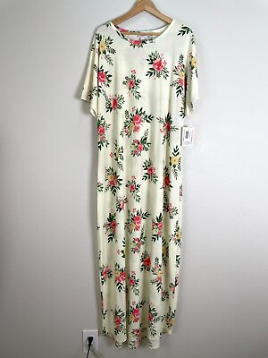 #ad NEW Lularoe Womens Plus 3XL Floral Maria Maxi Dress Short Dolman Sleeve Stretch $34.99