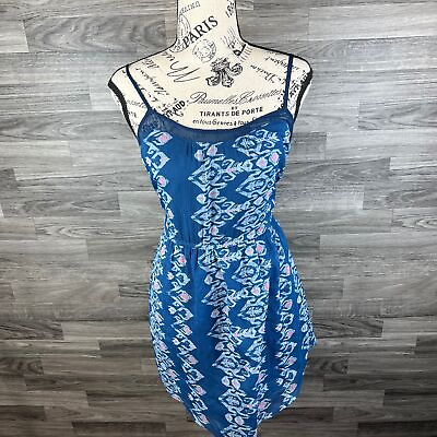 #ad #ad HOLLISTER Fit amp; Flare Blue Print Strappy Summer Dress Girl#x27;s Size Medium $8.50