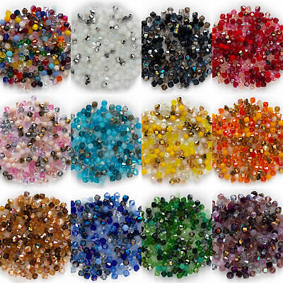 200pcs Bicone Faceted Crystal Glass loose spacer Beads Jewelry Making DIY 4mm $3.99