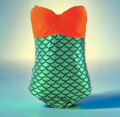 #ad NWT Mermaid Haltertop Swimsuit Sz XL Orange $21.99