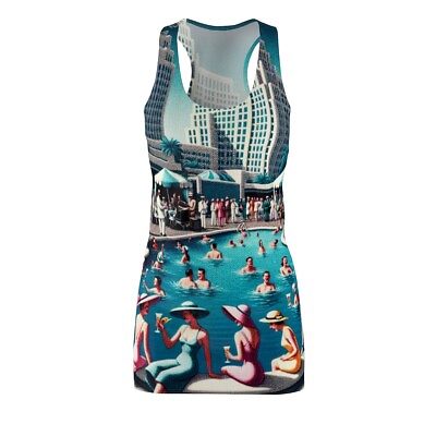 #ad #ad Women#x27;s Racerback Dress Retro 40s 50s Pool Party Las Vegas Resort Classy Unique $40.00