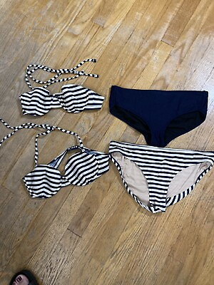 #ad Women’s 4 PIECE J. CREW SWIMSUIT Bikini Small Bottoms 34A And 32A Tops Blue $12.99