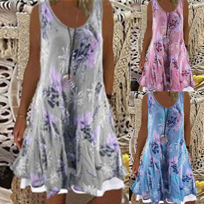#ad #ad Summer Holiday Dress Sun Ladies Women Dresses Boho Beach Loose Floral $18.39