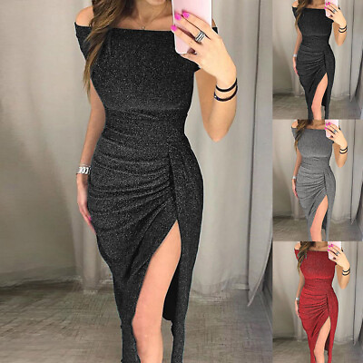Sexy Women Sparkly Sleeveless Wrap Formal Dresses Cocktail Club Party Gown Dress $7.59