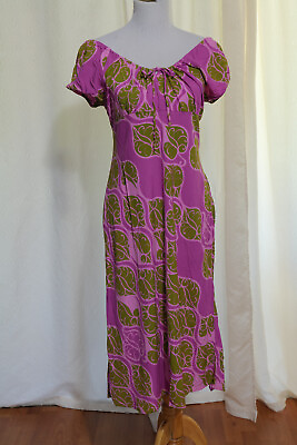 #ad Manuhealii Hawaiian Designer Aloha Muumuu Dress Women#x27;s Size Medium Pink Rayon $45.00