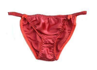 Womens 100% Silk Bow Deco Cute Bikinis T pants Thongs G string Soft Underwear XL $11.99