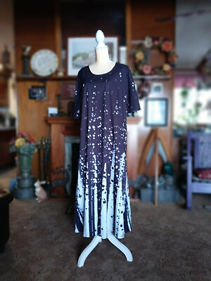 #ad Long Black White Boho Hippie Short Sleeve Dress XXL $14.95