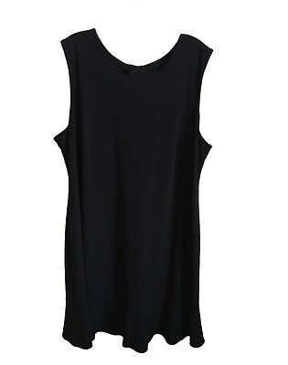 #ad Margaret M Black Dress 2X Sleeveless Ruffle Hem Stretchy #H2 $11.20