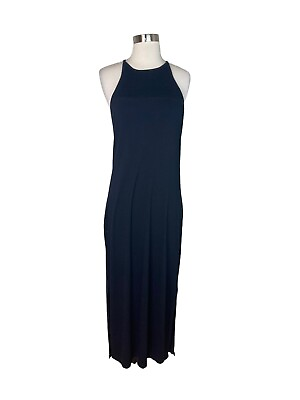 #ad Knot Sisters Halter Black Long Maxi Dress Side Slits Sleeveless Size Small $19.99