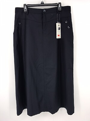 Style J Skirt Long A Line Flap Pocket Button Accent Navy Women’s Skirt Size 18 $24.99