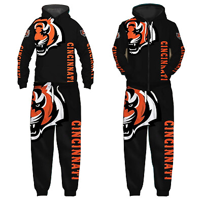 Cincinnati Bengals Mens Hoodies Jogging Sweatshirts Sweatpants Tracksuit Set $68.39