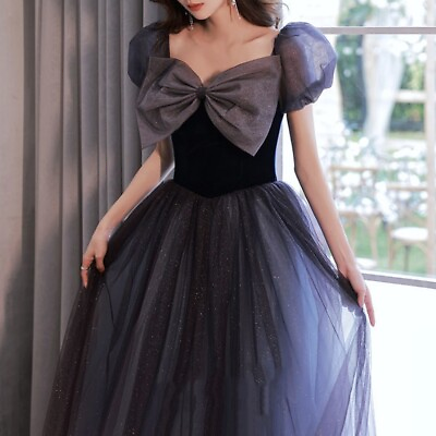 #ad Womens Evening Party Dress Short Puff Sleeve A Line Gauze Formal Ball Gown Dress $60.77