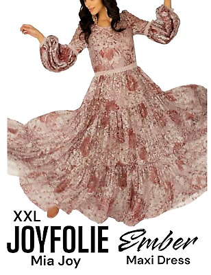 #ad JOYFOLIE MIA JOY Sz XXL EMBER Balloon Sleeve Romantic All Lace Ruffle Maxi Dress $67.77