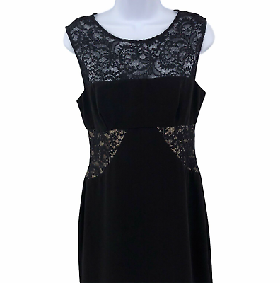 #ad Vera Wang Cocktail Dress Black Lace Evening Sleeveless Womens Size 8 $55.88