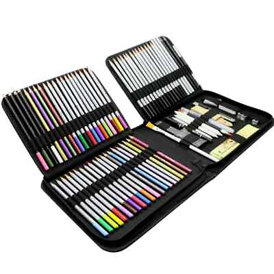 #ad 83 pcs Professional Drawing Artist Kit Set Pencils and Sketch Charcoal amp; Bag $27.95