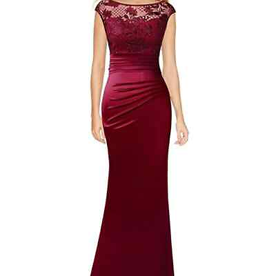#ad Womens Floral Lace Ruched Formal maxi $30.99