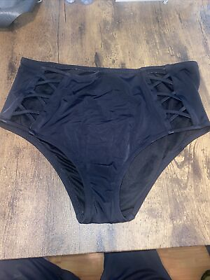 #ad Shade And Shore Med Coverage Hipster Black Bikini Bottoms Women’s Size L $9.99