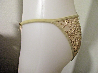 #ad NEW HOT HOT Sexy Beige Lace String Bikini Panties Full Back Size Medium $10.00