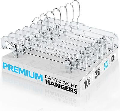 #ad HOUSE DAY 50 Pack 14 inch Clear Plastic Skirt Hangers with 50pcs $74.43