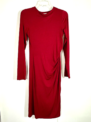 PAVLINA DADAKOVA dress knit ruched long sleeve bodycon designer canada red M $22.49