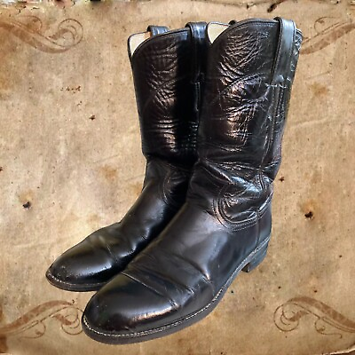#ad Justin L3703 Womens Boots Black Leather Western Custom Size Left 5 1 2C Right 6B $27.95